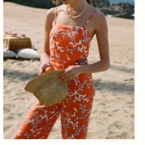 Maeve Orange and White Jumpsuit